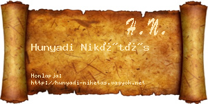 Hunyadi Nikétás névjegykártya